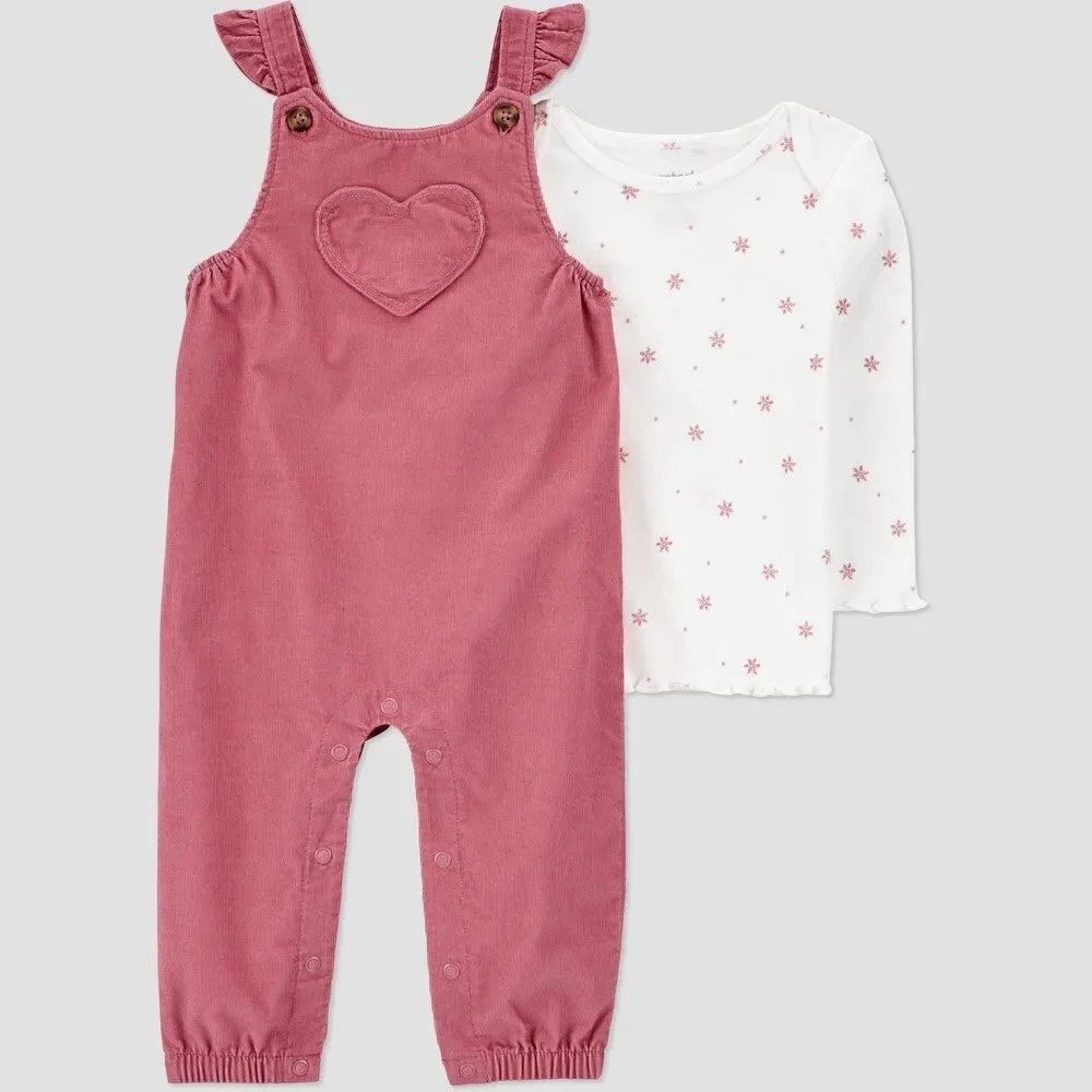 Carter's Just One You Baby Girls' Heart Overalls Set 18M